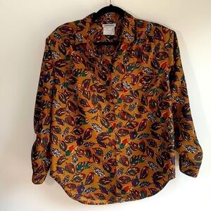 EATONIA | Brown Feather Print Vintage Shirt Size 12
